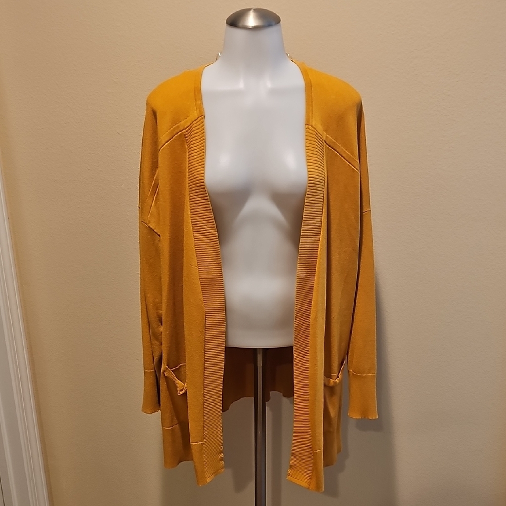 🍉Terra & Sky Women's Yellow Open-Front Cardigan